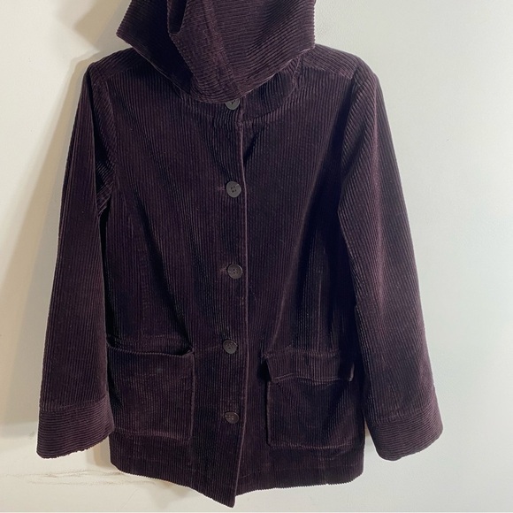 J.Jill Heritage Tumbled Coat Small Purple Chore Corduroy Hooded Button Jacket - Picture 5 of 9